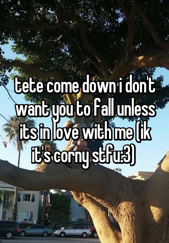 tete come down i don't want you to fall unless its in love with me (ik it's corny stfu:3) 