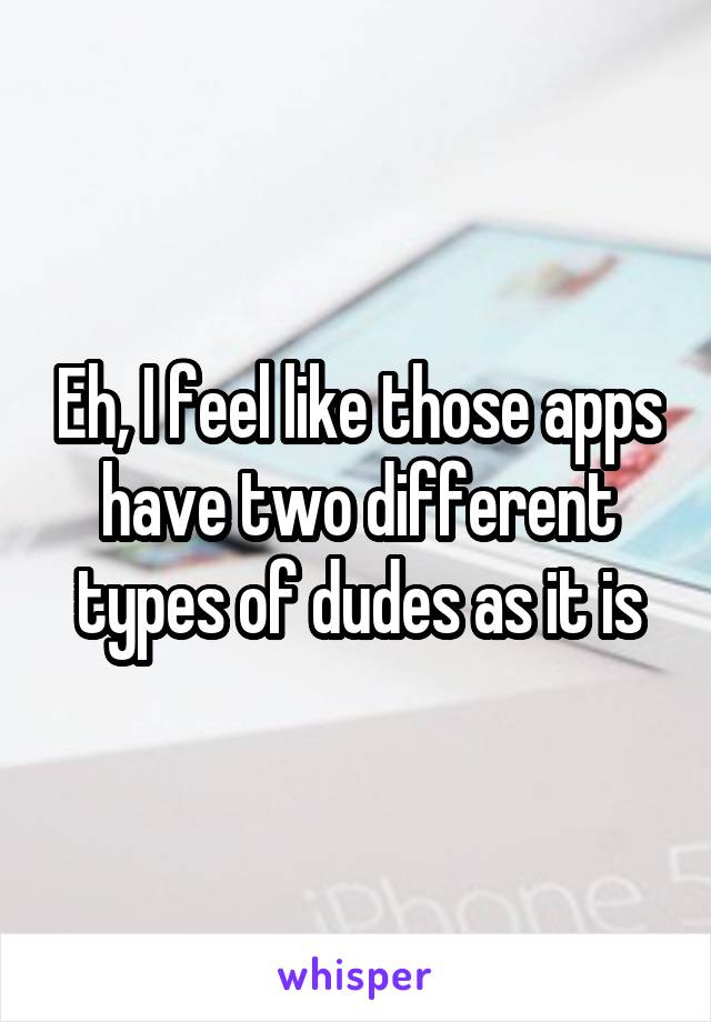 Eh, I feel like those apps have two different types of dudes as it is