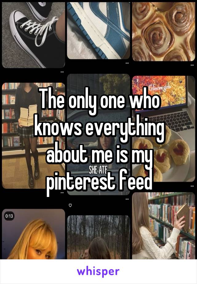The only one who knows everything about me is my pinterest feed