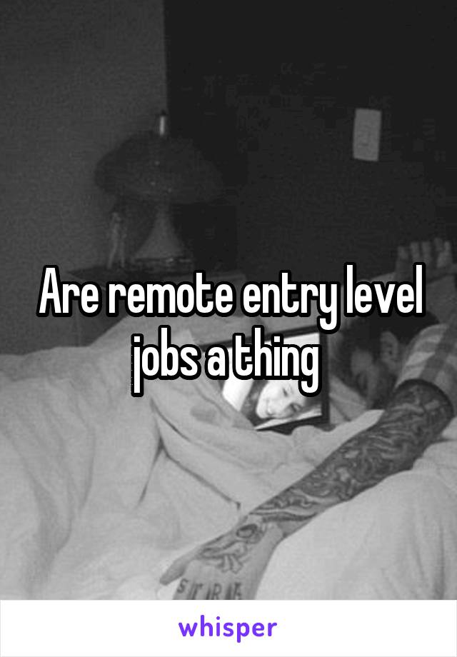 Are remote entry level jobs a thing 