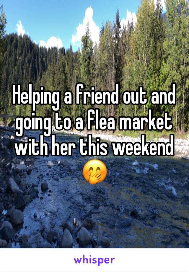 Helping a friend out and going to a flea market with her this weekend 🤭