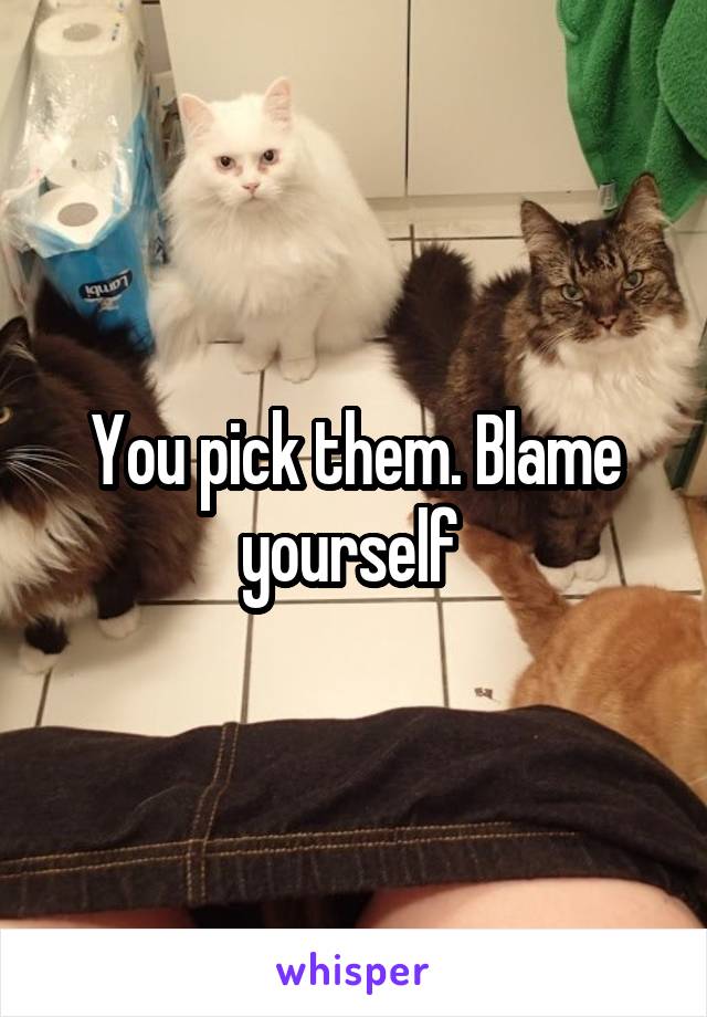 You pick them. Blame yourself 