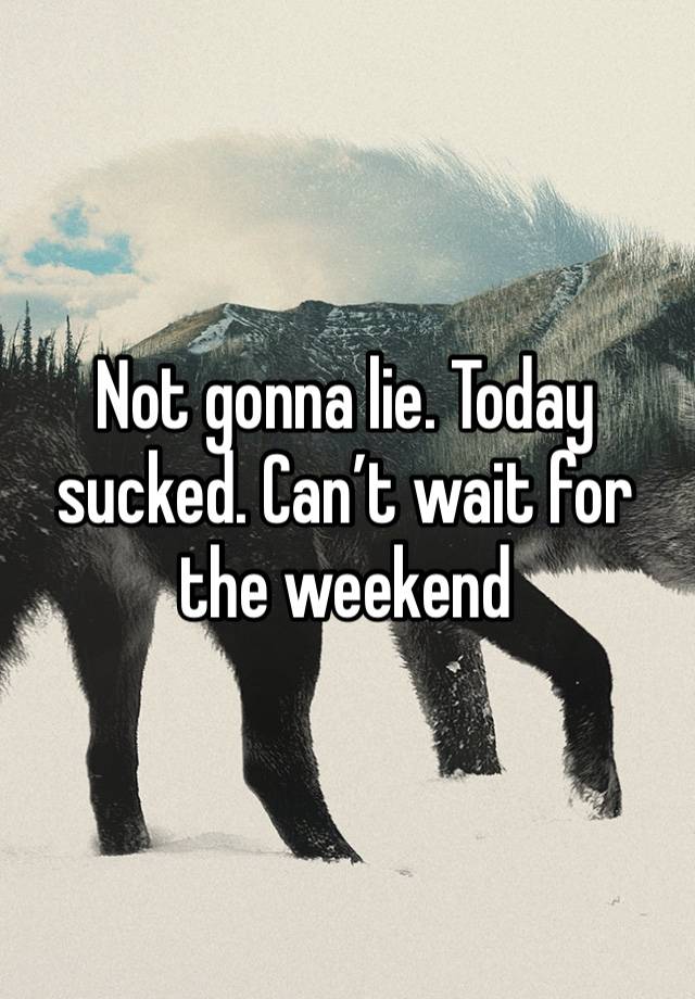 Not gonna lie. Today sucked. Can’t wait for the weekend 