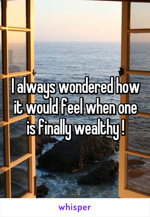 I always wondered how it would feel when one is finally wealthy !