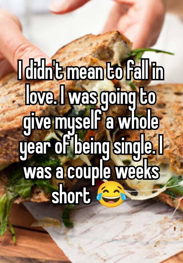 I didn't mean to fall in love. I was going to give myself a whole year of being single. I was a couple weeks short 😂 