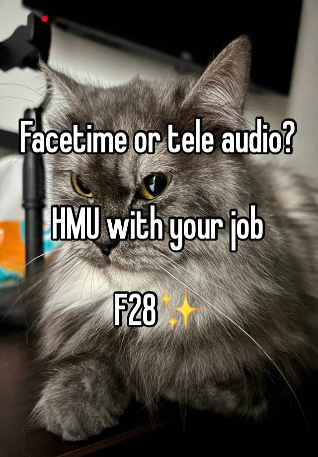 Facetime or tele audio?

HMU with your job

F28✨