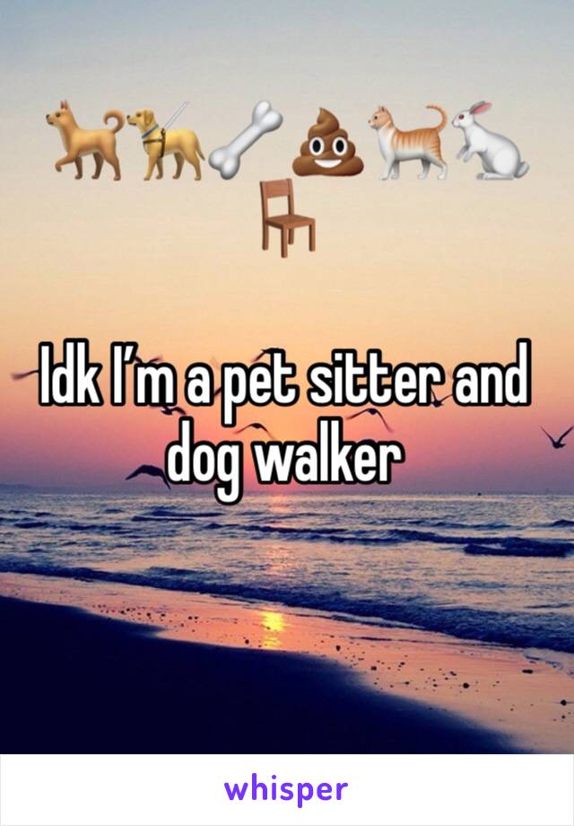 🐕🦮🦴💩🐈🐇🪑

Idk I’m a pet sitter and dog walker