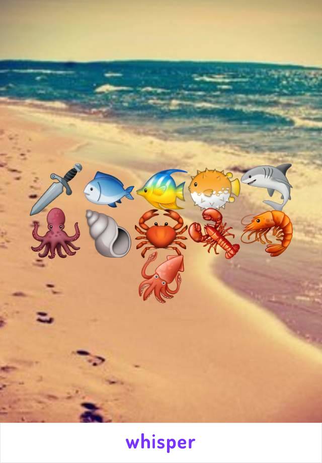 🗡🐟🐠🐡🦈🐙🐚🦀🦞🦐🦑