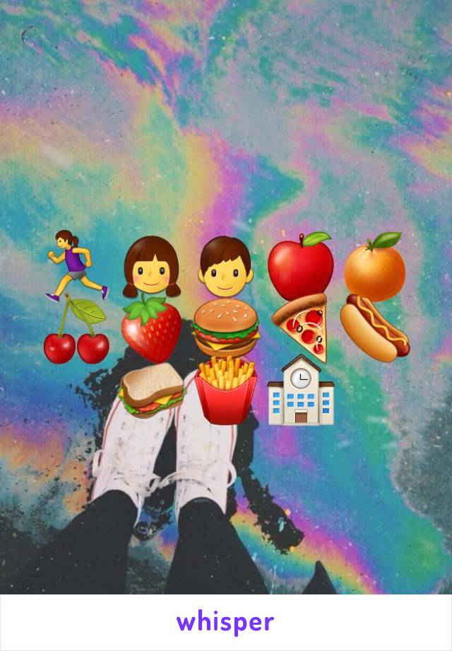 🏃‍♀️👧👦🍎🍊🍒🍓🍔🍕🌭🥪🍟🏫