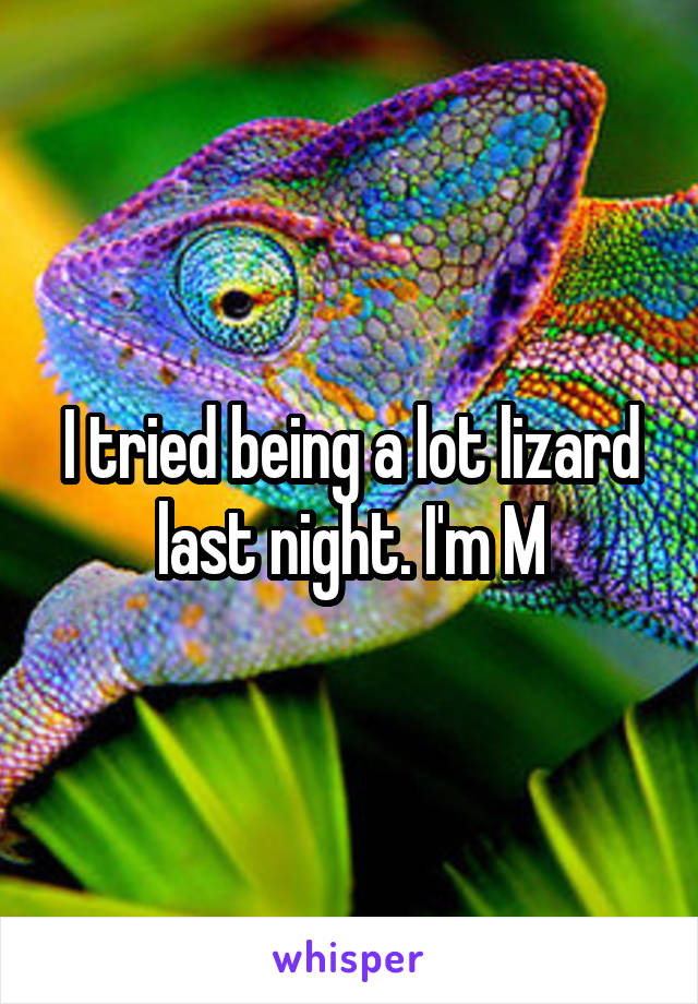 I tried being a lot lizard last night. I'm M