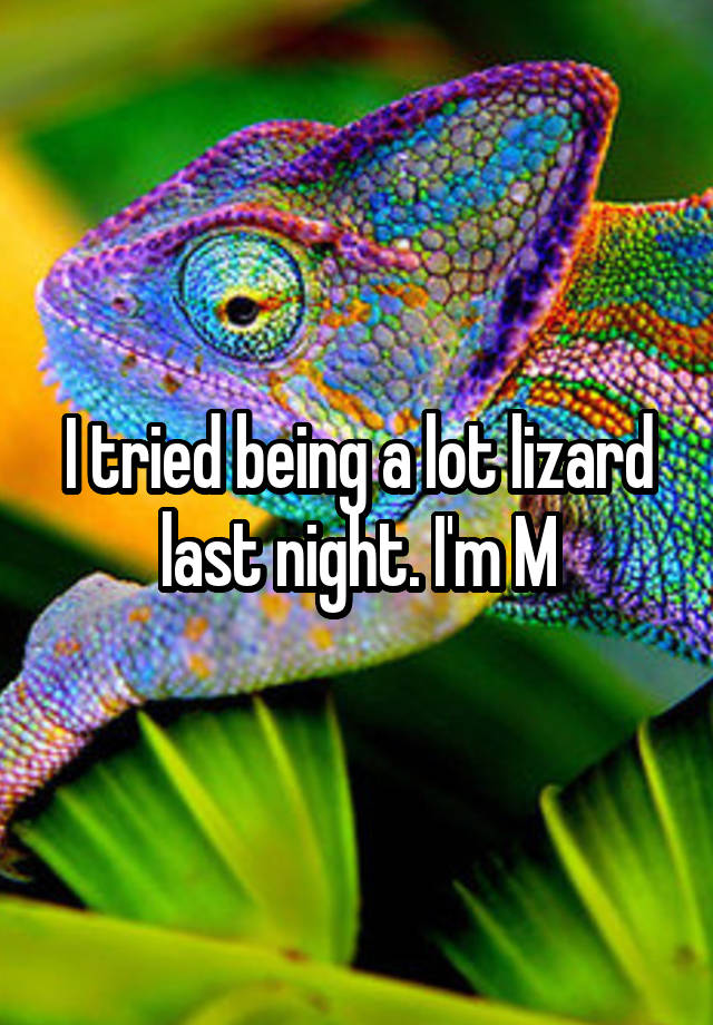 I tried being a lot lizard last night. I'm M