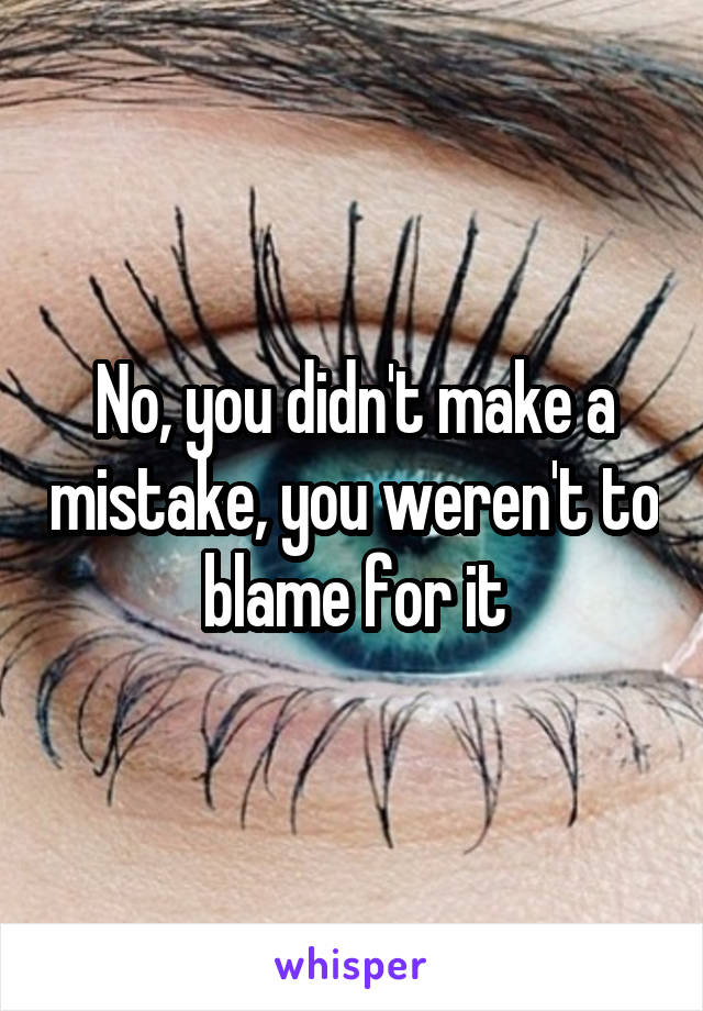 No, you didn't make a mistake, you weren't to blame for it