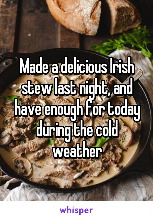 Made a delicious Irish stew last night, and have enough for today during the cold weather