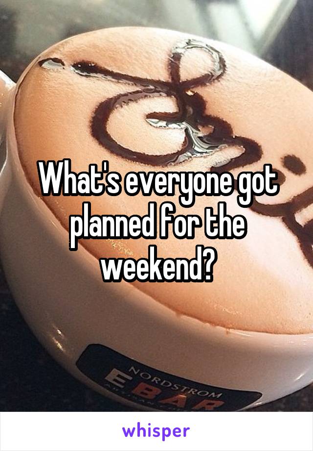 What's everyone got planned for the weekend?