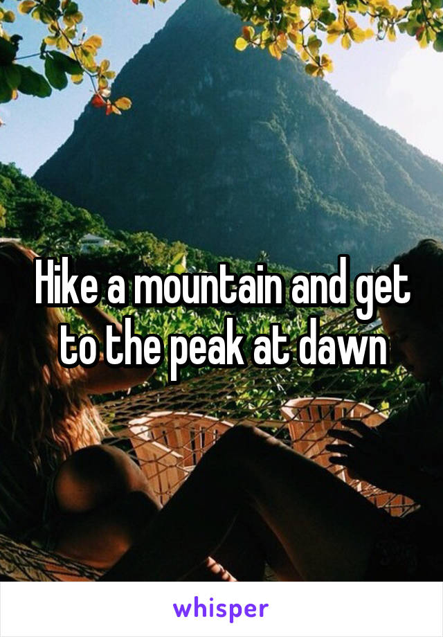 Hike a mountain and get to the peak at dawn