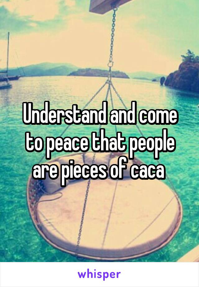 Understand and come to peace that people are pieces of caca 