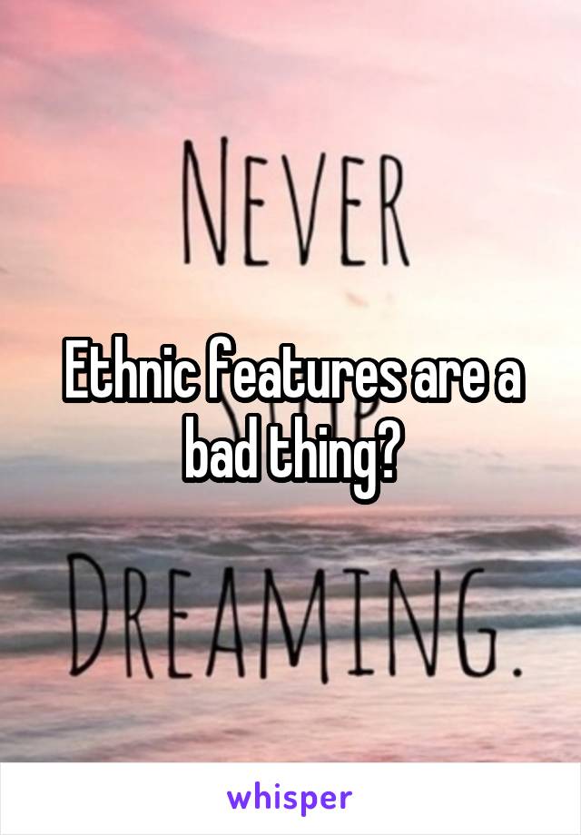 Ethnic features are a bad thing?