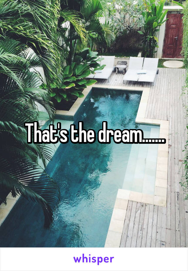 That's the dream.......