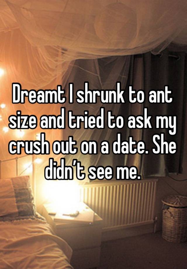 Dreamt I shrunk to ant size and tried to ask my crush out on a date. She didn’t see me.