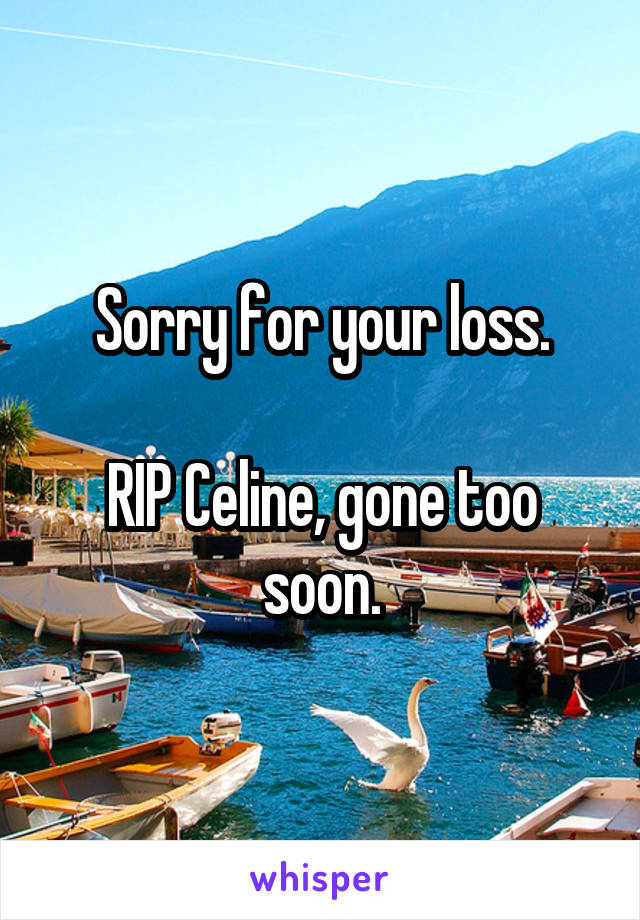 Sorry for your loss.

RIP Celine, gone too soon.