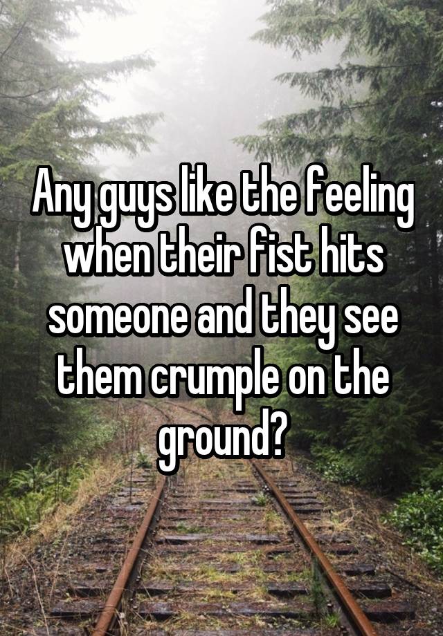 Any guys like the feeling when their fist hits someone and they see them crumple on the ground?