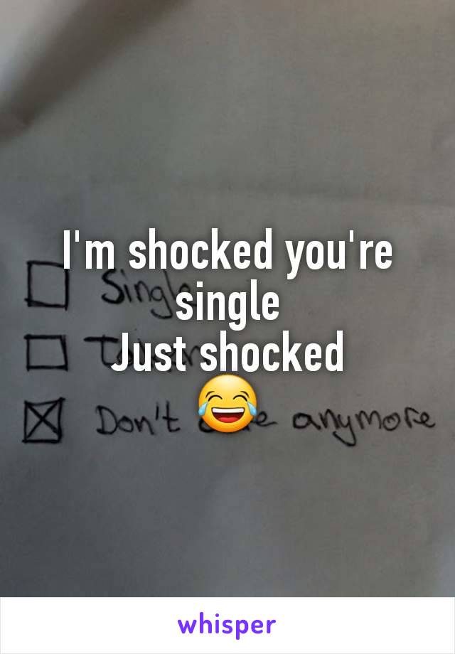 I'm shocked you're single
Just shocked
😂