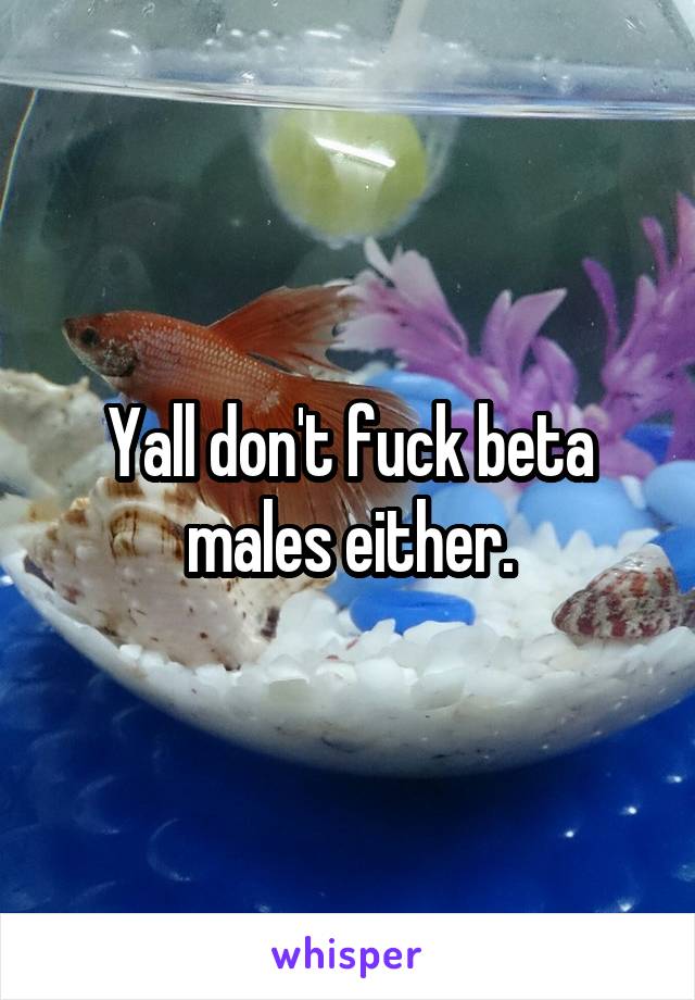 Yall don't fuck beta males either.