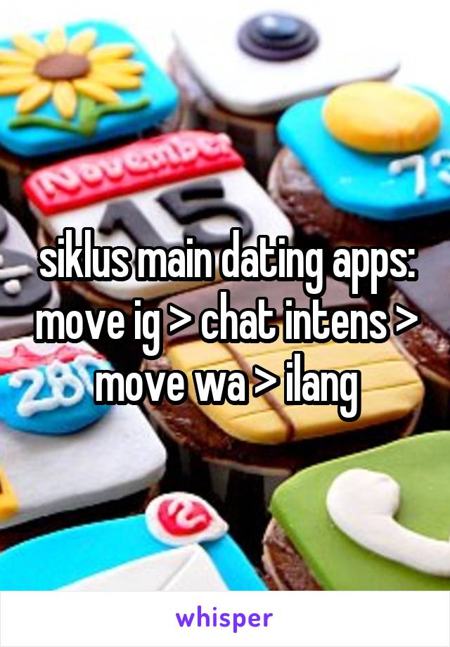 siklus main dating apps: move ig > chat intens > move wa > ilang