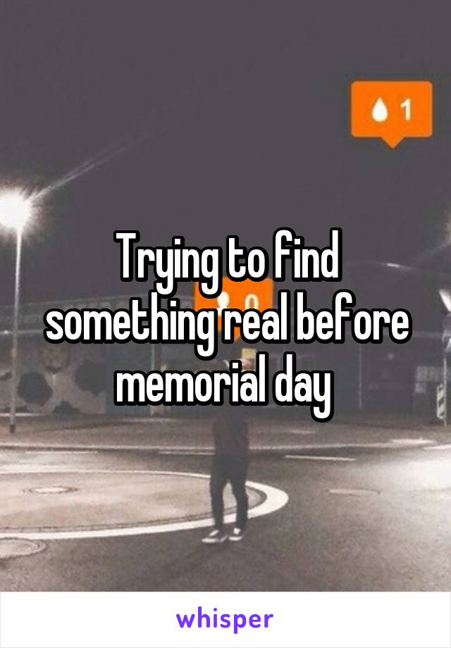 Trying to find something real before memorial day 