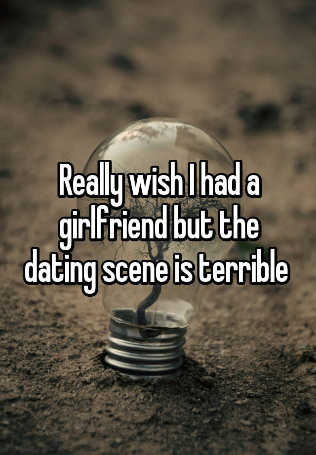 Really wish I had a girlfriend but the dating scene is terrible 