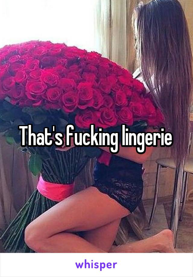 That's fucking lingerie 