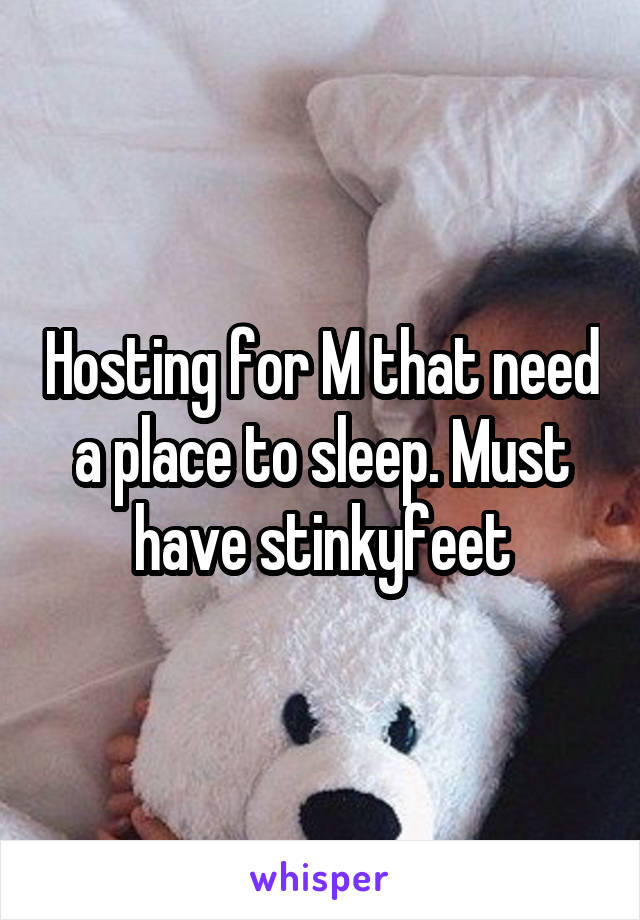 Hosting for M that need a place to sleep. Must have stinkyfeet