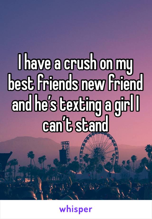 I have a crush on my best friends new friend and he’s texting a girl I can’t stand 