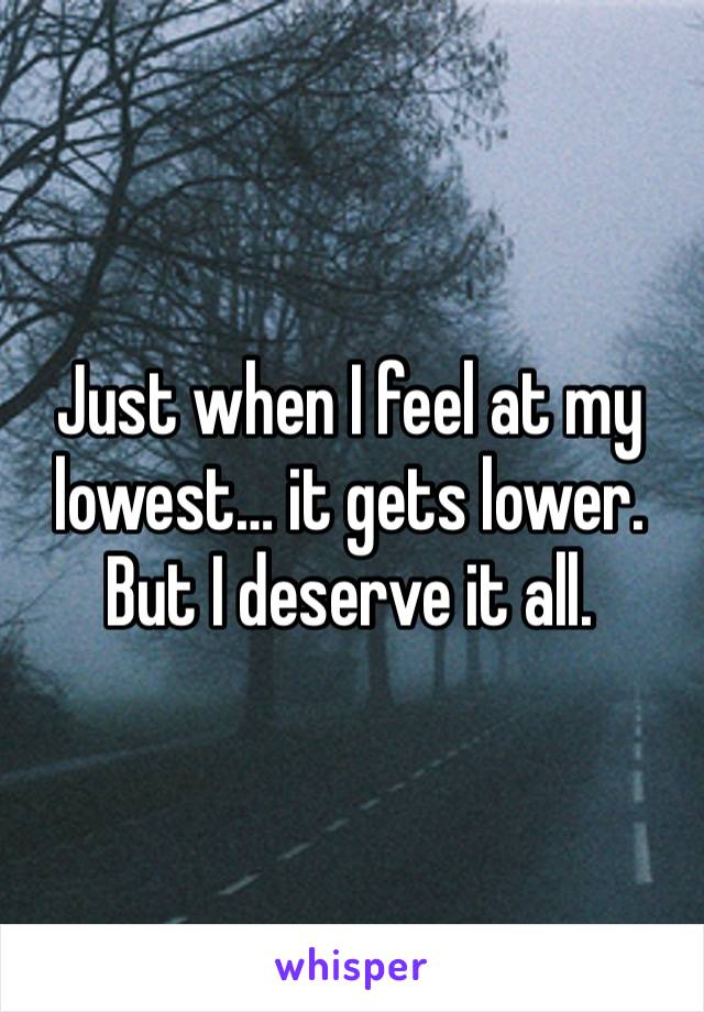 Just when I feel at my lowest… it gets lower.  But I deserve it all. 