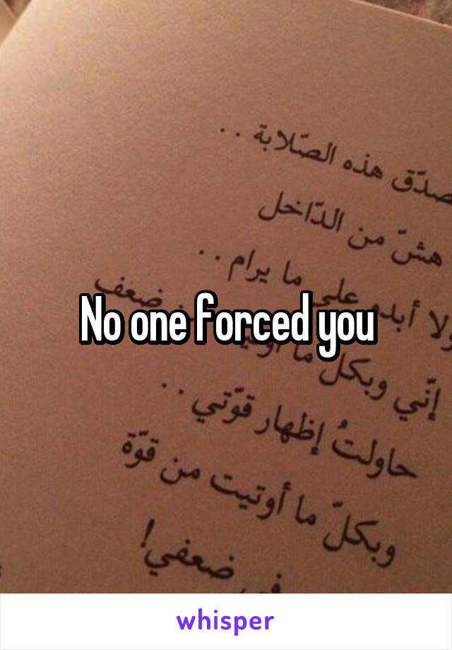No one forced you