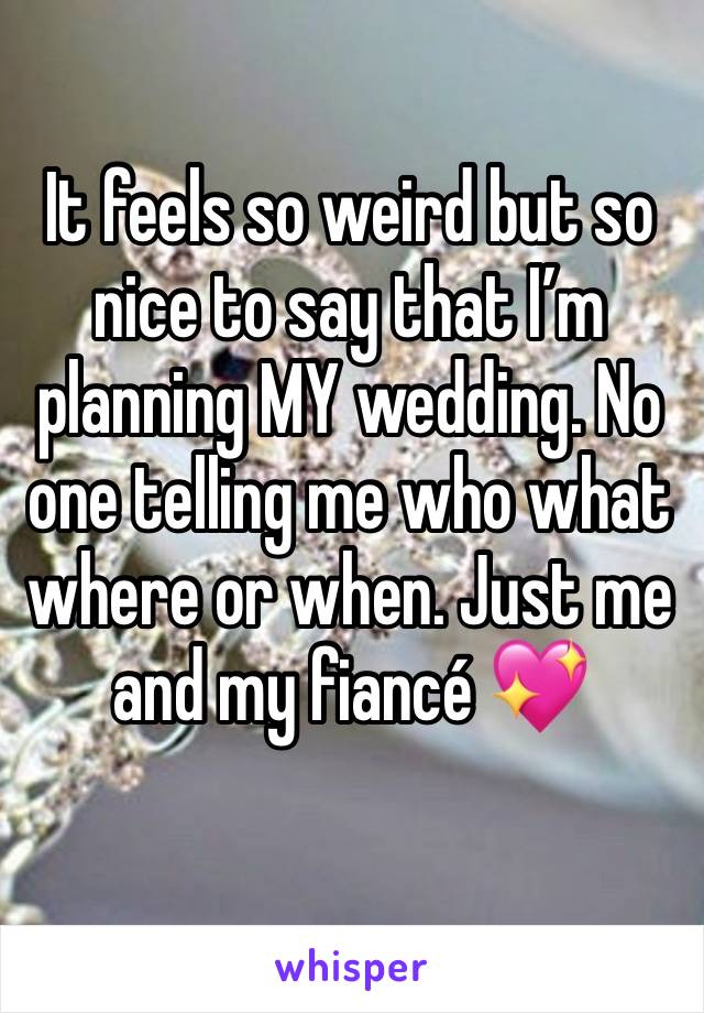 It feels so weird but so nice to say that I’m planning MY wedding. No one telling me who what where or when. Just me and my fiancé 💖
