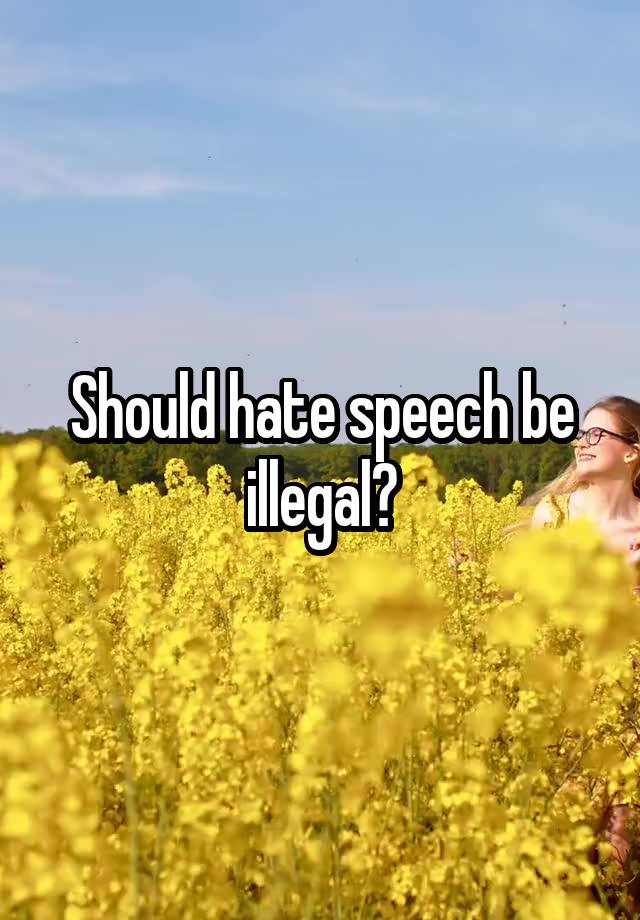 Should hate speech be illegal?