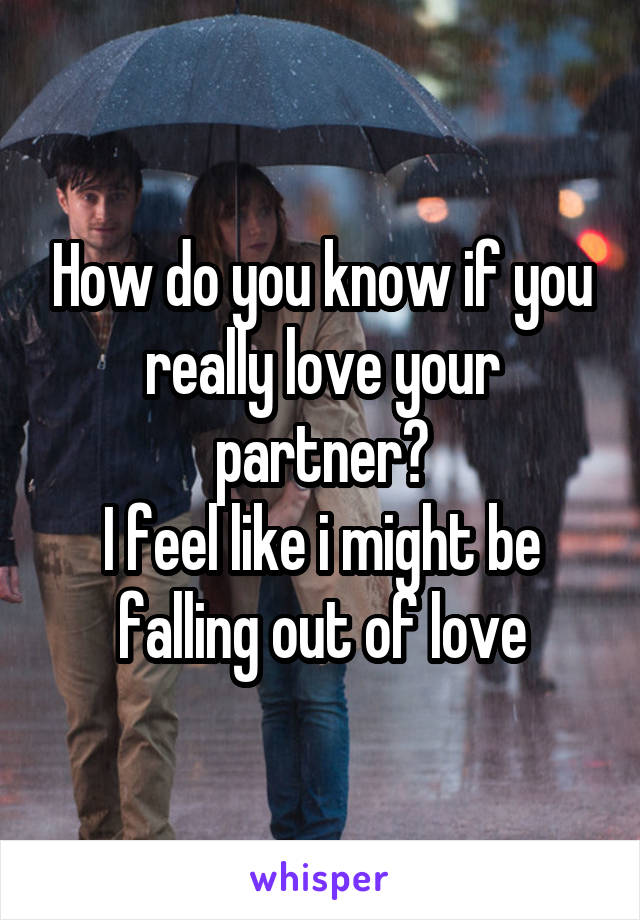 How do you know if you really love your partner?
I feel like i might be falling out of love