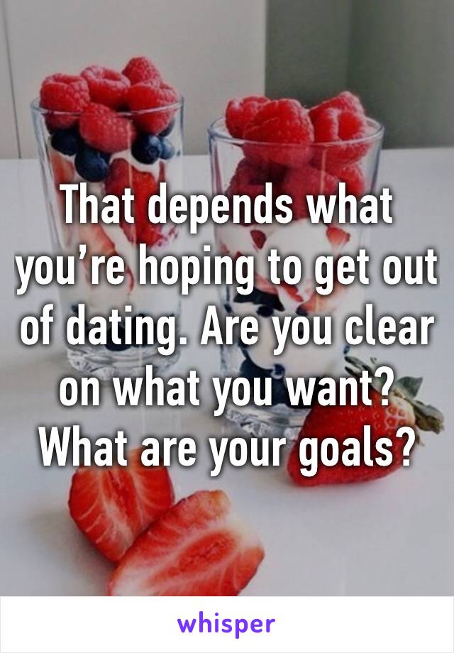 That depends what you’re hoping to get out of dating. Are you clear on what you want? What are your goals?