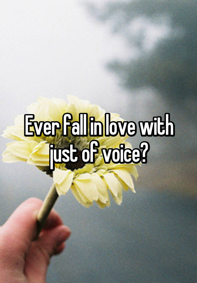 Ever fall in love with just of voice?