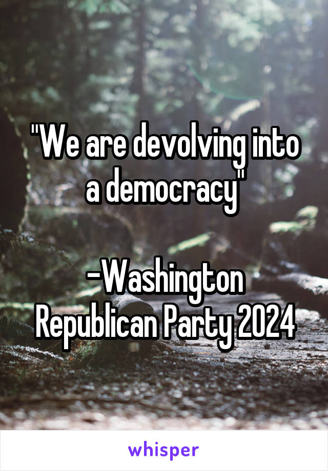 "We are devolving into a democracy"

-Washington Republican Party 2024