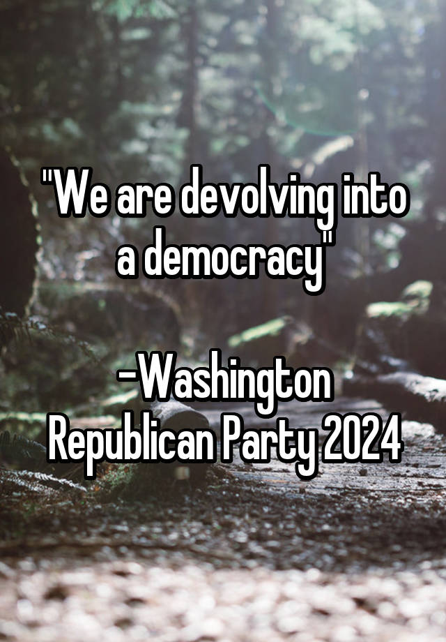 "We are devolving into a democracy"

-Washington Republican Party 2024