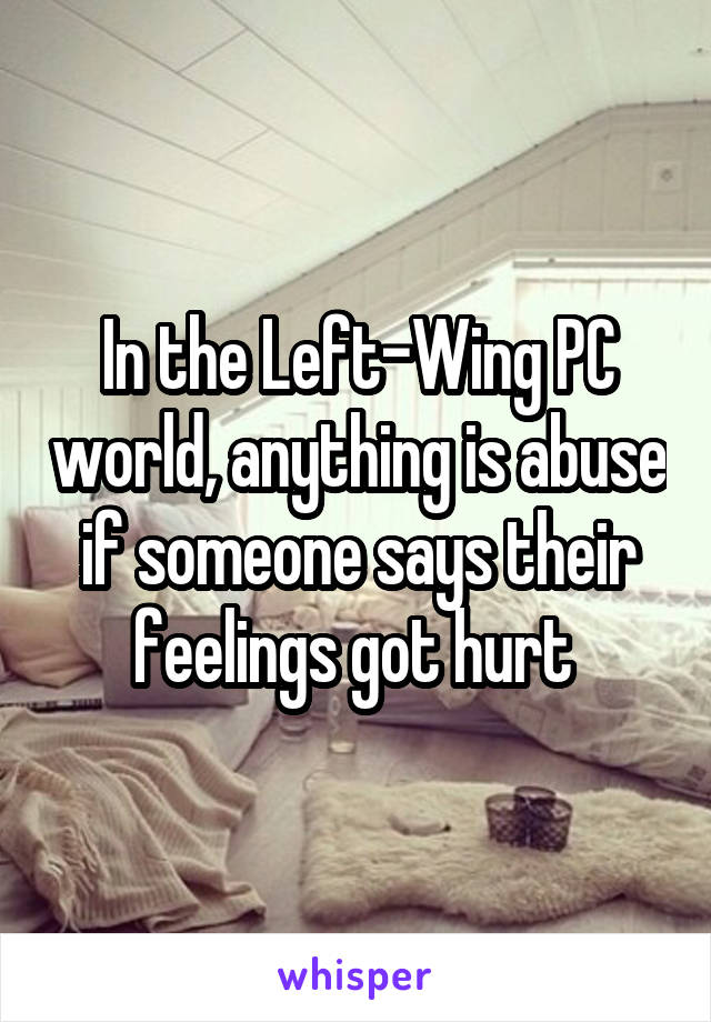 In the Left-Wing PC world, anything is abuse if someone says their feelings got hurt 