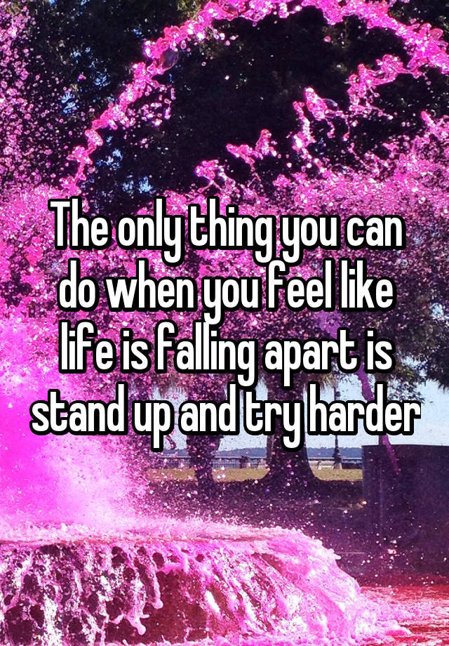 The only thing you can do when you feel like life is falling apart is stand up and try harder