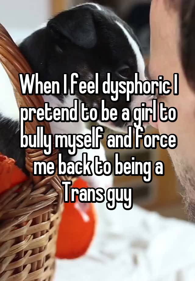 When I feel dysphoric I pretend to be a girl to bully myself and force me back to being a Trans guy 