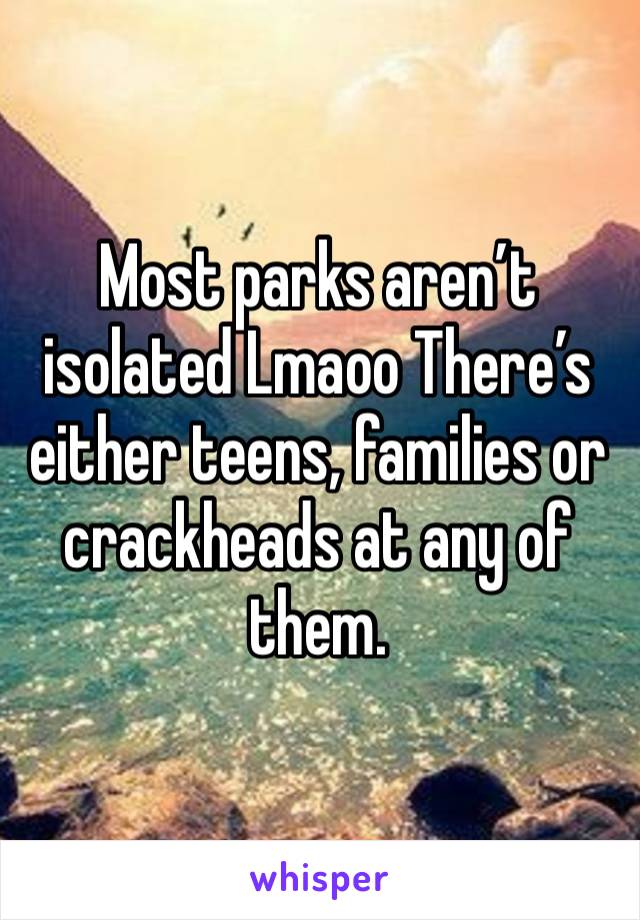 Most parks aren’t isolated Lmaoo There’s either teens, families or crackheads at any of them.