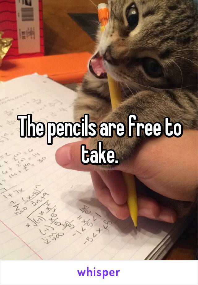 The pencils are free to take.