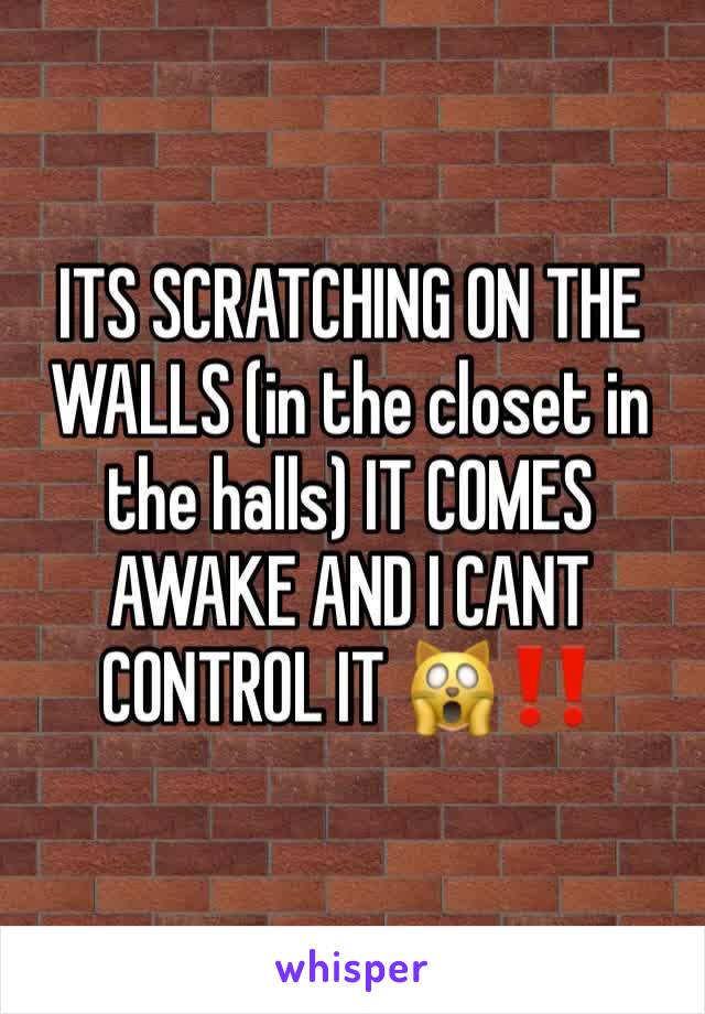 ITS SCRATCHING ON THE WALLS (in the closet in the halls) IT COMES AWAKE AND I CANT CONTROL IT 🙀‼️