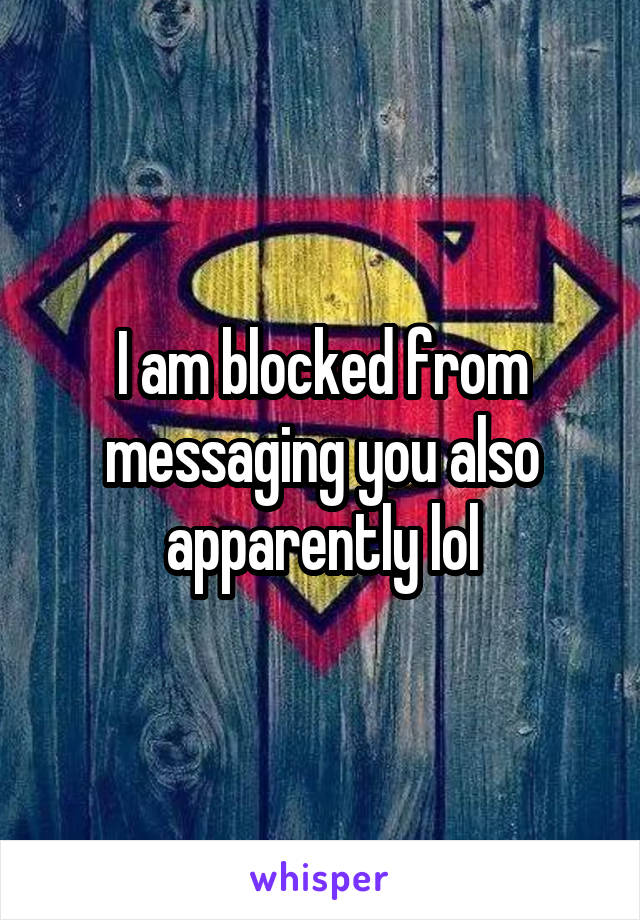 I am blocked from messaging you also apparently lol