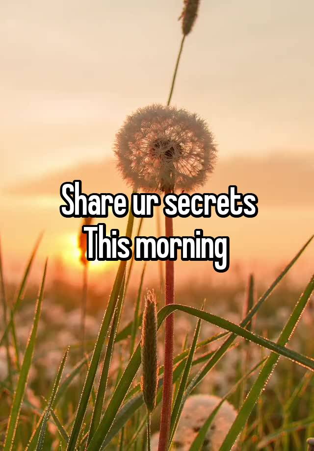 Share ur secrets
This morning 